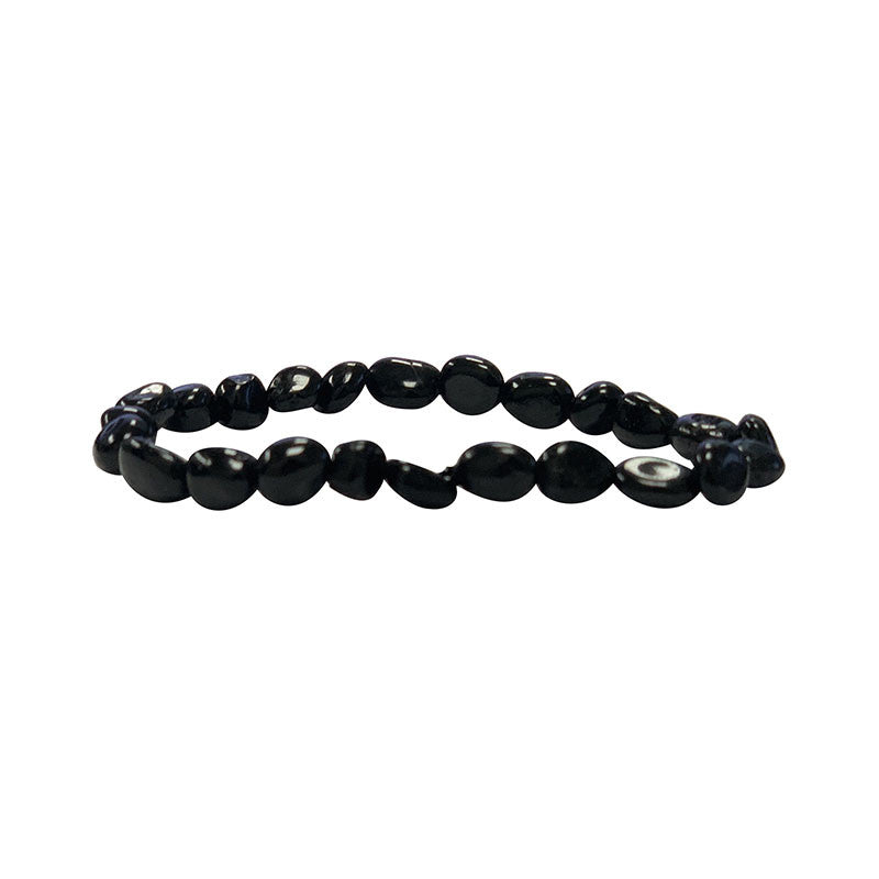 Tourmaline noire, bracelet de 17 à 21cm, collier de 42cm et sautoir de 60cm. Perles de type 'Graine' de formes naturelles montées sur fil de haute résistance !