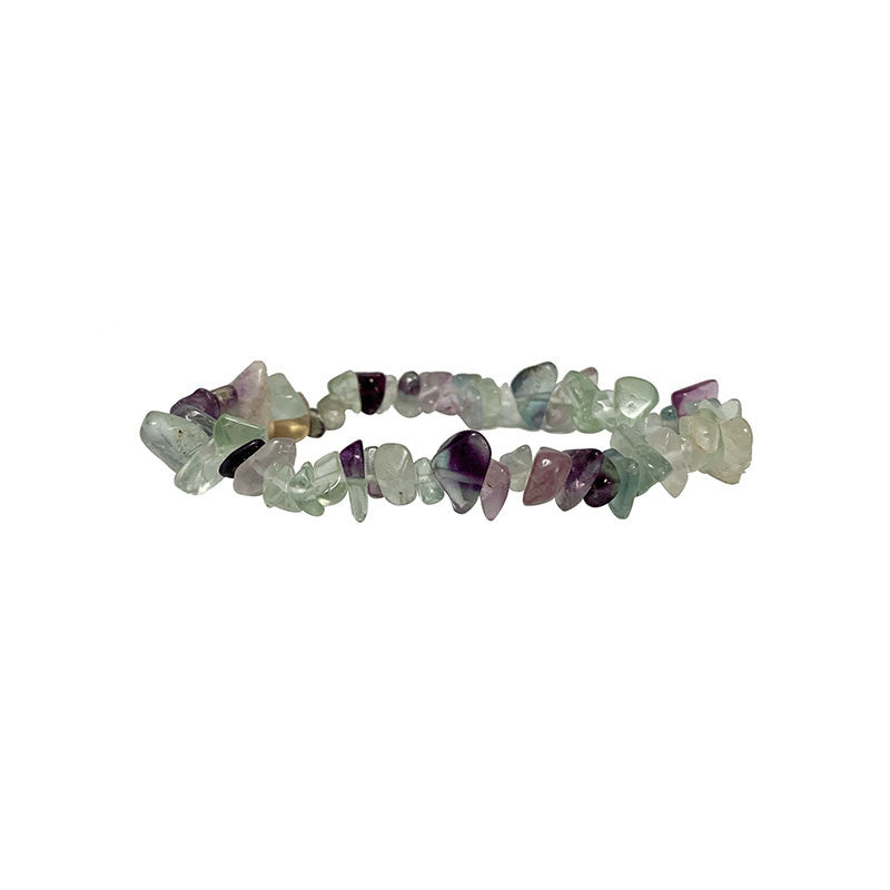 Fluorite multicolore, bracelet de 17 à 21 cm ou en collier de 42 cm ou sautoir de 85 cm. Perle de type 'baroque/ chips' de 4/7 millimètres, montées sur fil élastique ou fil d'acier de haute résistance !