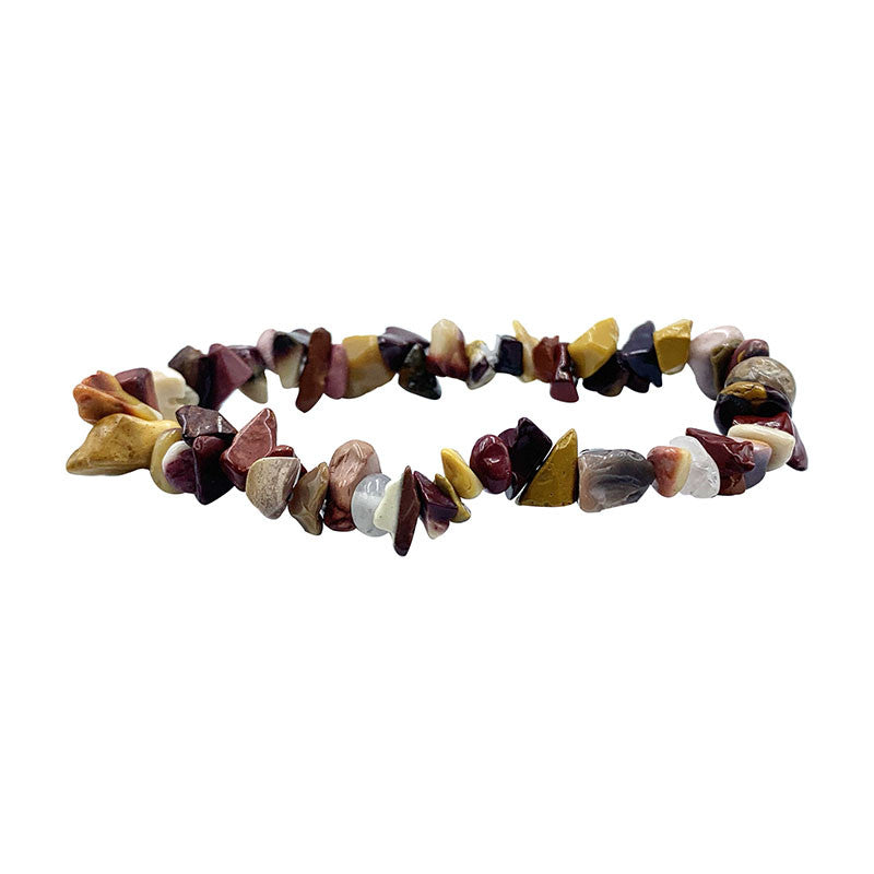 Jaspe Mokaïte, bracelet de 17 à 21 cm ou en collier de 42 cm ou sautoir de 85 cm. Perle de type 'baroque/ chips' de 4/7 millimètres, montées sur fil élastique ou fil d'acier de haute résistance !