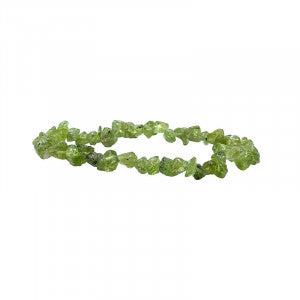 Péridot, bracelet de 17 à 21 cm, collier de 42 cm et sautoir de 85 cm. Perle de type 'baroque/ chips' de formes naturelles montées sur fil élastique ou fil d'acier de haute résistance !