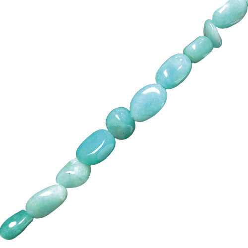 Amazonite, 17-21cm bracelet, 42cm necklace and 60cm sautoir. Naturally shaped 'Seed' beads mounted on high-strength wire!