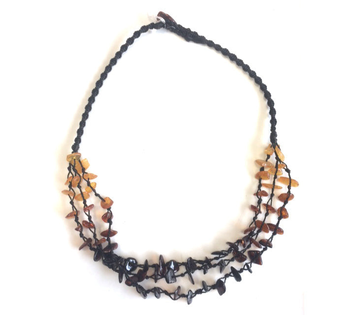 Amber, 3-row necklace of 5/7 millimeter free-form beads, sold in 45 centimeters. AA to AAA quality, superb beads, lightweight and incredibly soft!