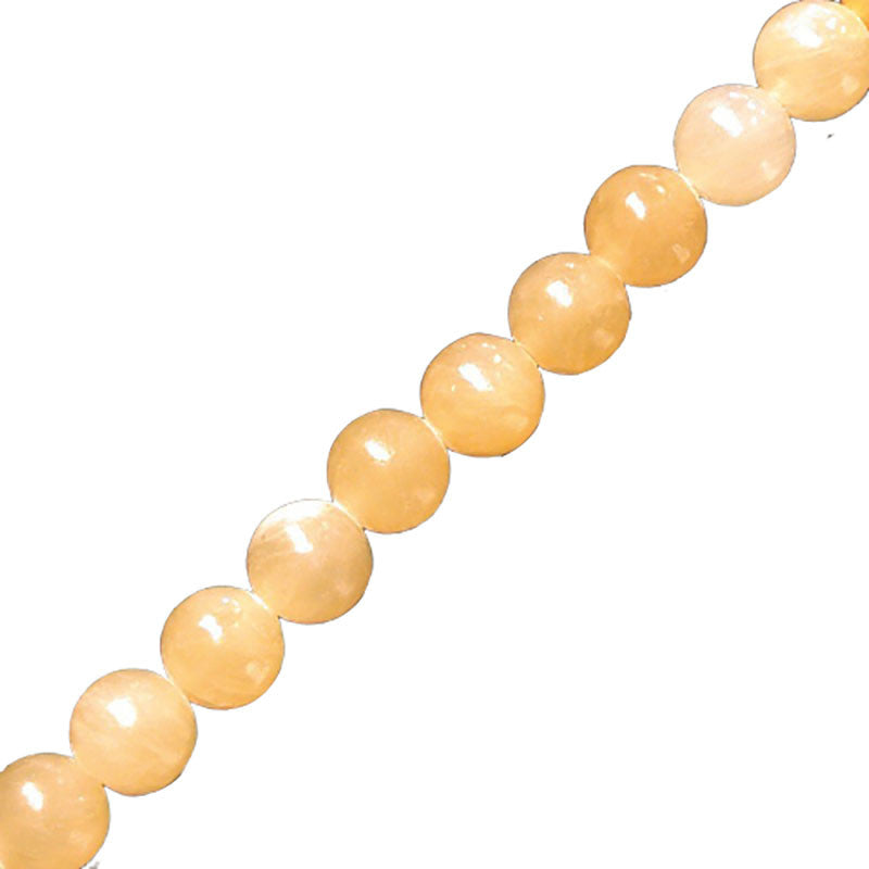 Calcite Orange, perles rondes de 6 ou 8 mm. Vendu en fil de perle 38/39 cm, en bracelet de 17 à 21cm, en collier de 45 ou sautoir de 60cm. Qualité AA à AAA, superbes perles !