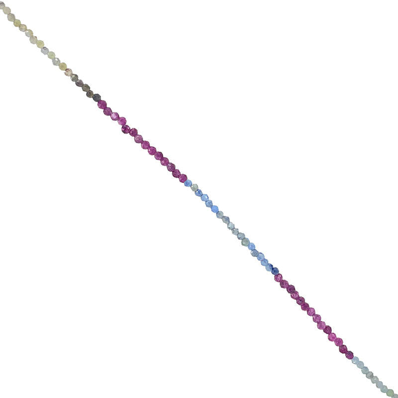 Ruby/Sapphire Mix! Necklace or bracelet in silver with 2/3 millimeter faceted beads. Available as a 17 cm bracelet or a 40 cm necklace. AA to AAA quality!