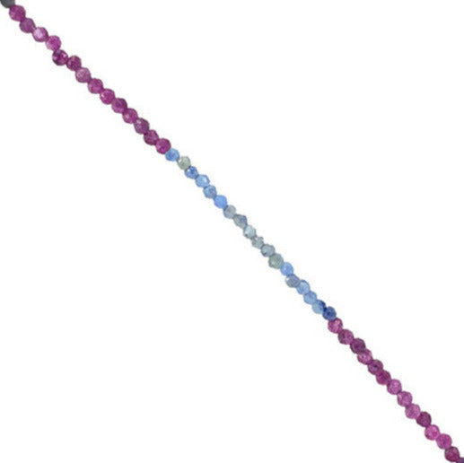 Ruby/Sapphire Mix! Necklace or bracelet in silver with 2/3 millimeter faceted beads. Available as a 17 cm bracelet or a 40 cm necklace. AA to AAA quality!