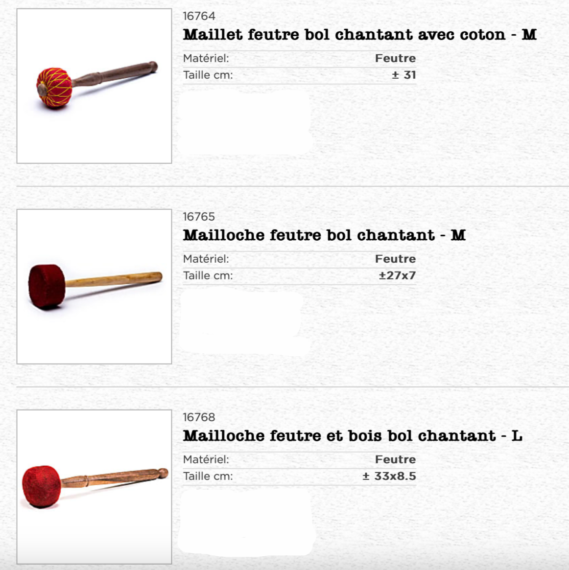 A selection of various mallets, over 30 models at a glance! For singing bowls, gongs, and more, several models and sizes to choose from!