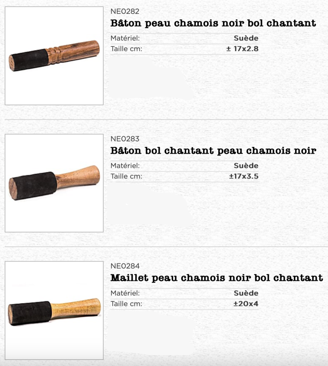 A selection of various mallets, over 30 models at a glance! For singing bowls, gongs, and more, several models and sizes to choose from!