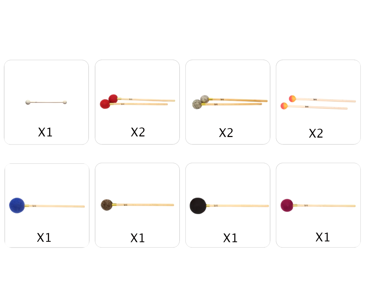 Selection of special felt or PVC mallets for handpan, tonguedrum, tankdrum, gong, drum, balafon...! Very good quality! Sold in pairs or individually!