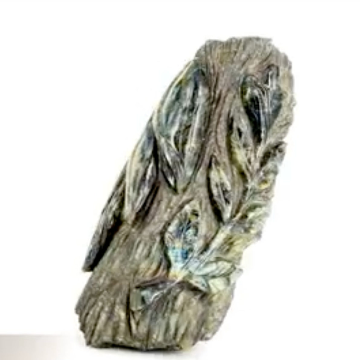 Labradorite, forme libre sculpté de feuilles, de 320 x 160 x 110 mm - 10,56 kgs. Parfait en décoration, exposition...