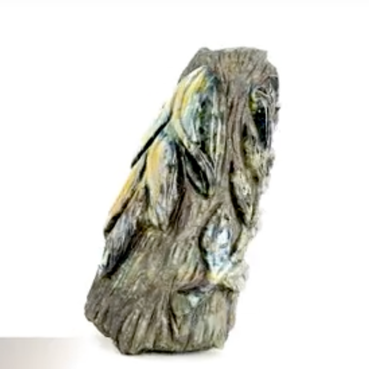 Labradorite, forme libre sculpté de feuilles, de 320 x 160 x 110 mm - 10,56 kgs. Parfait en décoration, exposition...