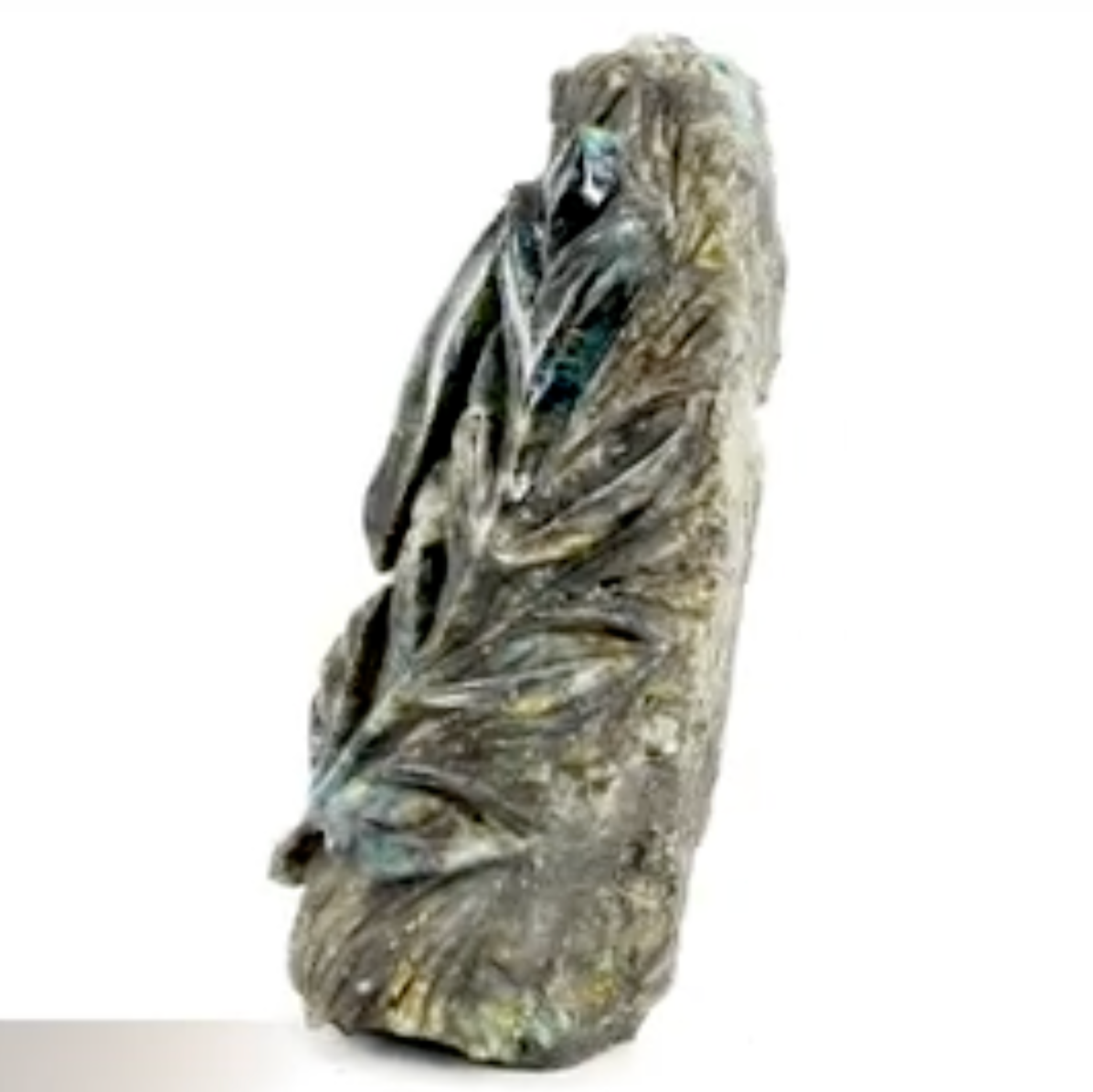 Labradorite, forme libre sculpté de feuilles, de 320 x 160 x 110 mm - 10,56 kgs. Parfait en décoration, exposition...