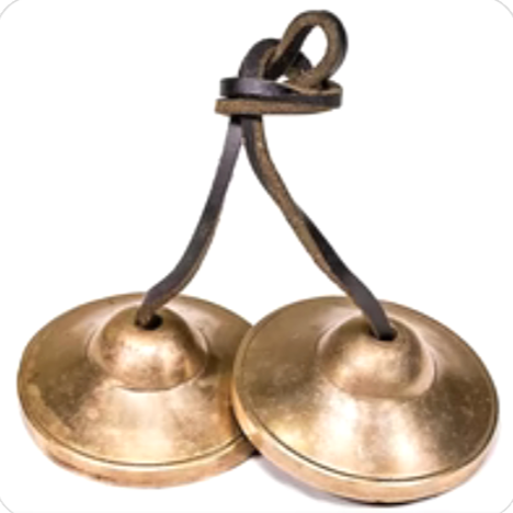 Tibetan Cymbal (Tingsha/ Ding-Sha's), smooth model, 3 sizes to choose from from 6 to 7.5 cm. Used as musical offerings in spiritual practices and meditation!