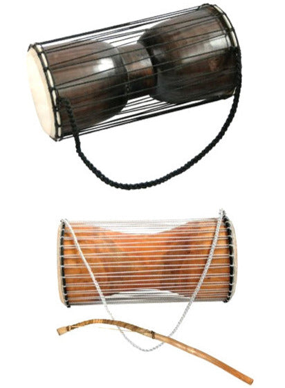 Talking drum/ tama ou 'tambour parlant', 2 modèles au choix d'Afrique. Vendu avec son pilon (maillet adapté). Dimensions : 40x23x23 cm - 2,5 kg environ, parfait !