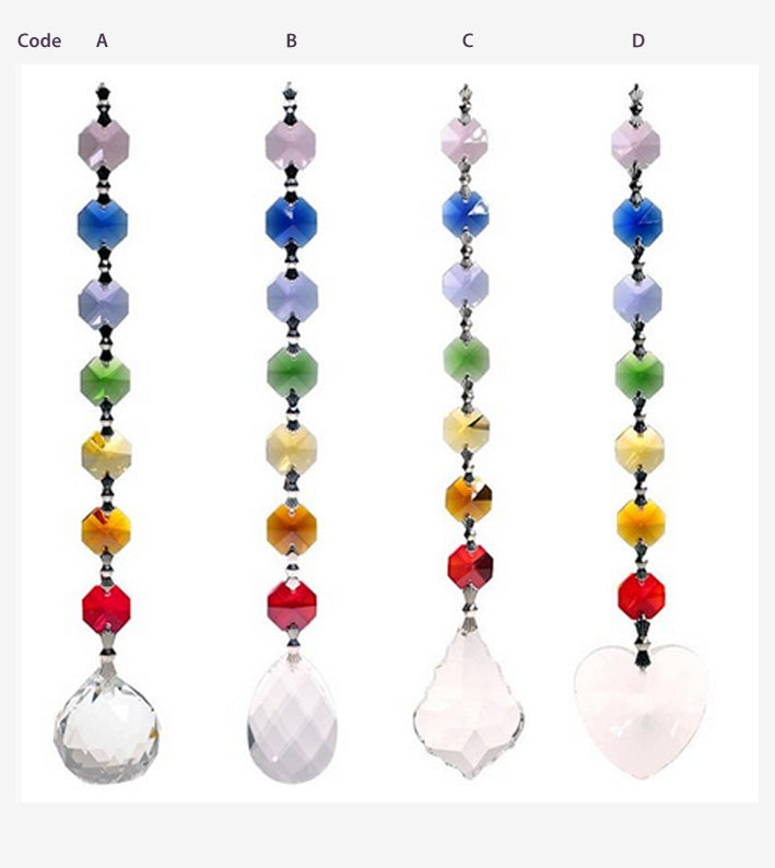 A selection of four Feng Shui crystal garlands in the colors of the 7 chakras! 20 centimeters long - 79 grams. Simple, elegant, and effective!