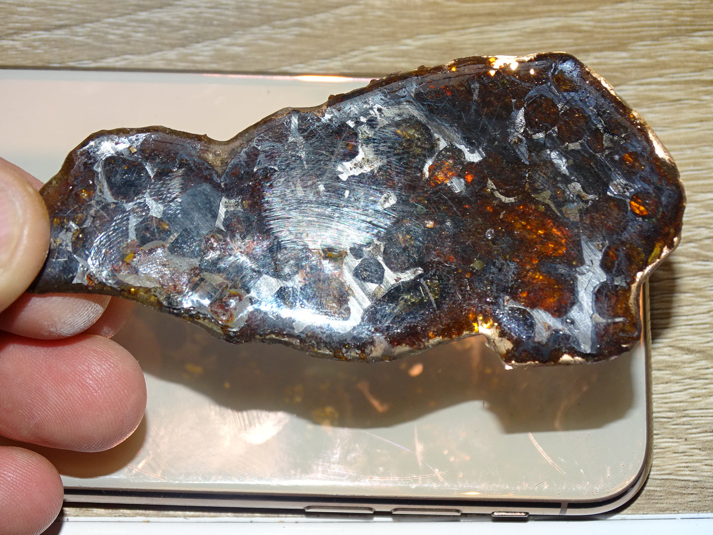 Sélection de météorites Pallasites Sericho, de 6 à 40 gr. Se distinguent par la présence de gros cristaux d'olivine en inclusion dans la matrice, magnifique !