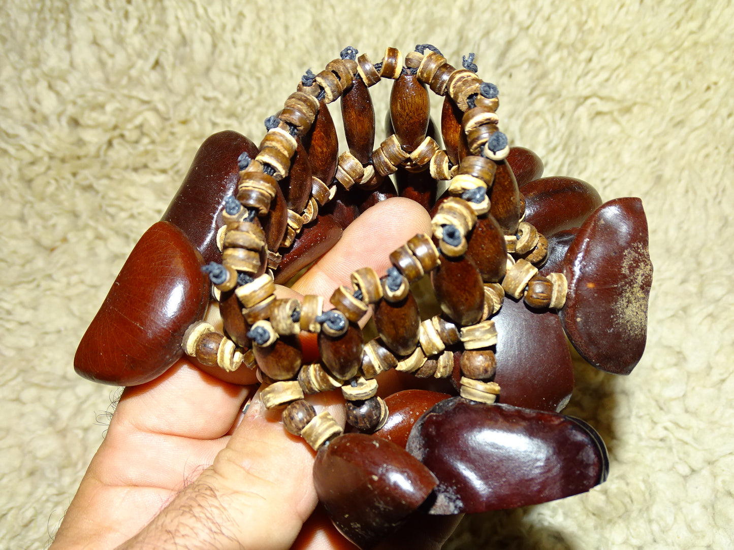 Selection of seed dance bracelets, models to choose from, handcrafted, perfect for accompaniment, fascinating and captivating sounds!...Seeds/nuts: Juju Chacha Pangui Pala Kemiri Tropical beans!