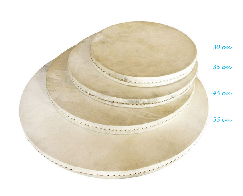 Tambour Océan, au choix de Ø 30, 35, 40 ou 50 centimètres. Tambour double peau (chèvre) pour imiter le son des vagues qui déferle sur la plage ! Parfait pour les bains de sons !