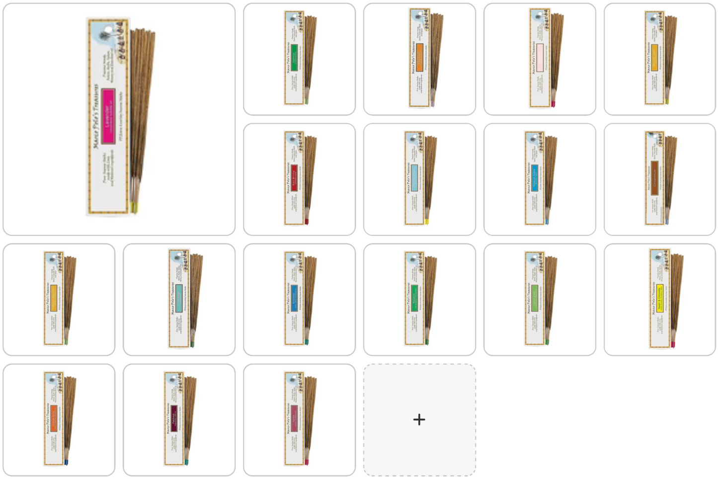 'Marco Polo's Treasures' Incense by 'Fiore d'Oriente' 100% natural, 18 fragrances to choose from! 10 sticks of 23 cm per box. Burn time 60 to 80 minutes. A centuries-old experience, perfect quality!