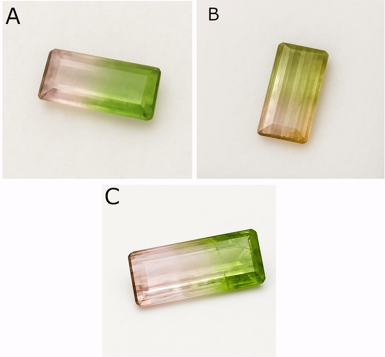 Tourmaline melon d'eau/ pastèque, 3 pierres fines au choix ou en lot de 7mm x 4 x 3 environ - 0,80 carat environ. Parfait en bijouterie, collection ,exposition...