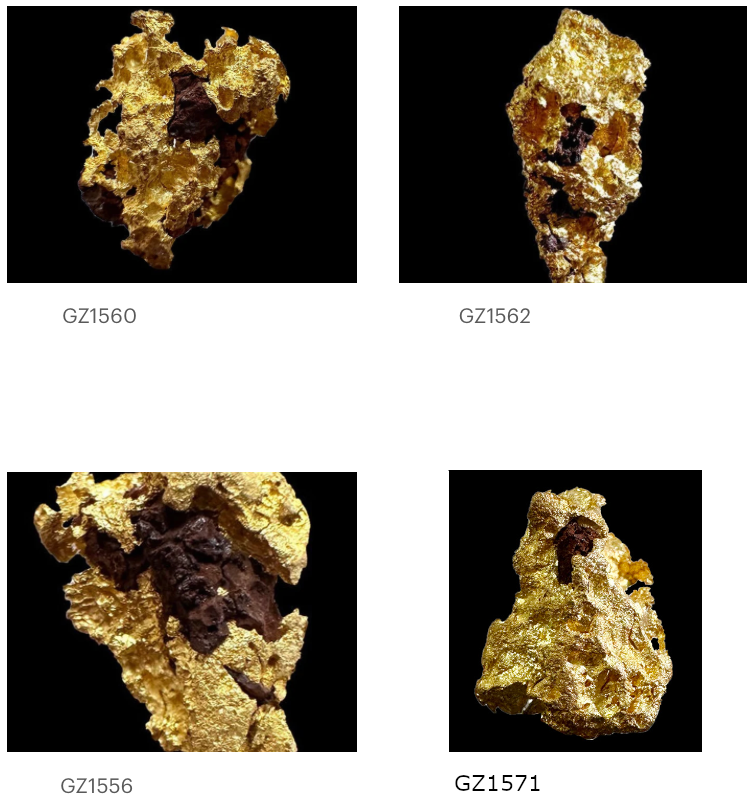 Or natif de la mine Laverton en Australie, 4 pépites au choix, très belles pièces de minéralogie. Rare !