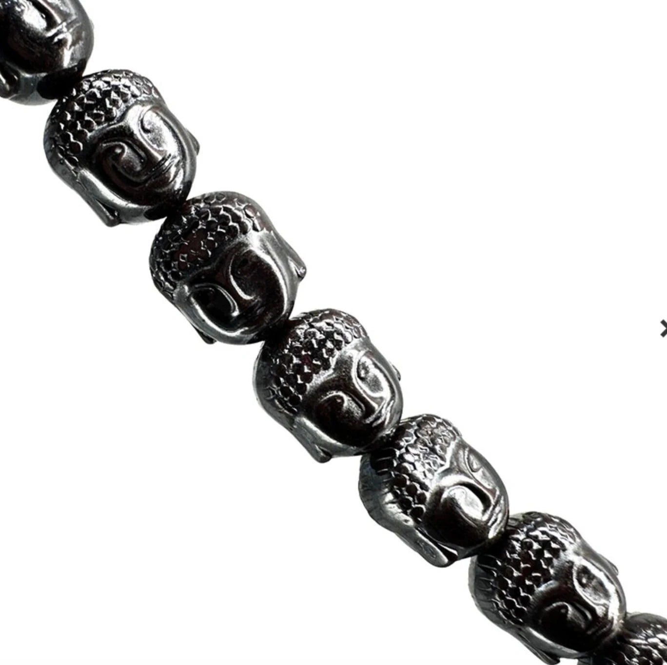 Fil de perles 'tête de Bouddha' en pierre d'hématite, pour création de bracelets, colliers, Mala... De 40 centimètres x 8 millimètres... Très bonne qualité, parfait pour adapter vos créations préférées !