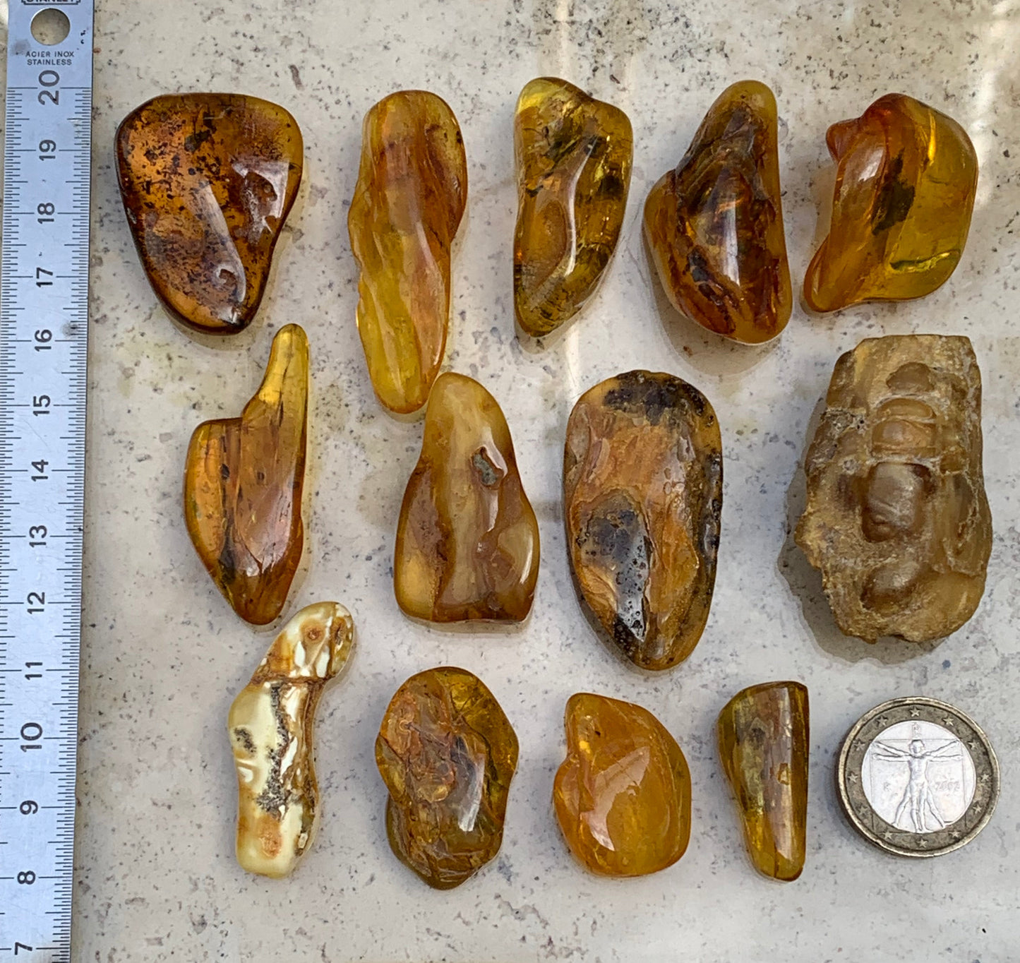 Lithuanian amber, a selection of tumbled (polished) specimens, premium quality. 40x25x15 mm on average! Perfect for jewelry, collecting, etc.