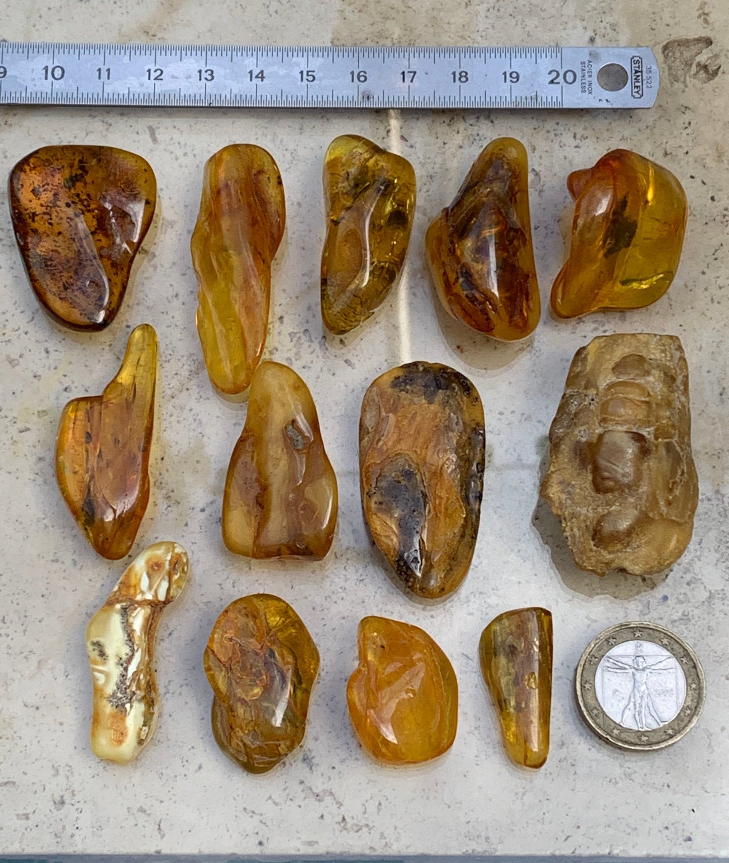 Lithuanian amber, a selection of tumbled (polished) specimens, premium quality. 40x25x15 mm on average! Perfect for jewelry, collecting, etc.