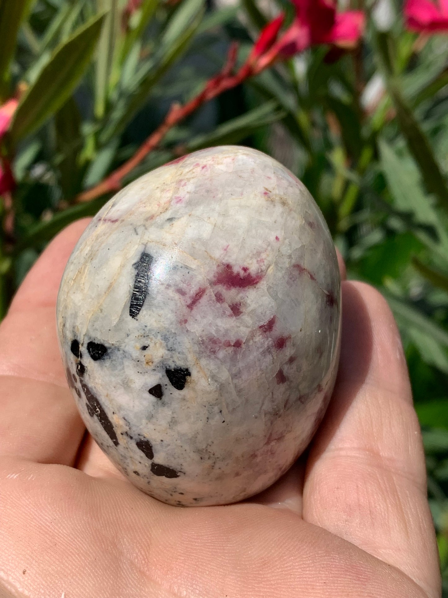 Rubellite Tourmaline, large round pebble measuring 60 x 50 x 45 mm - 179.2 grams. A very beautiful and unique piece!