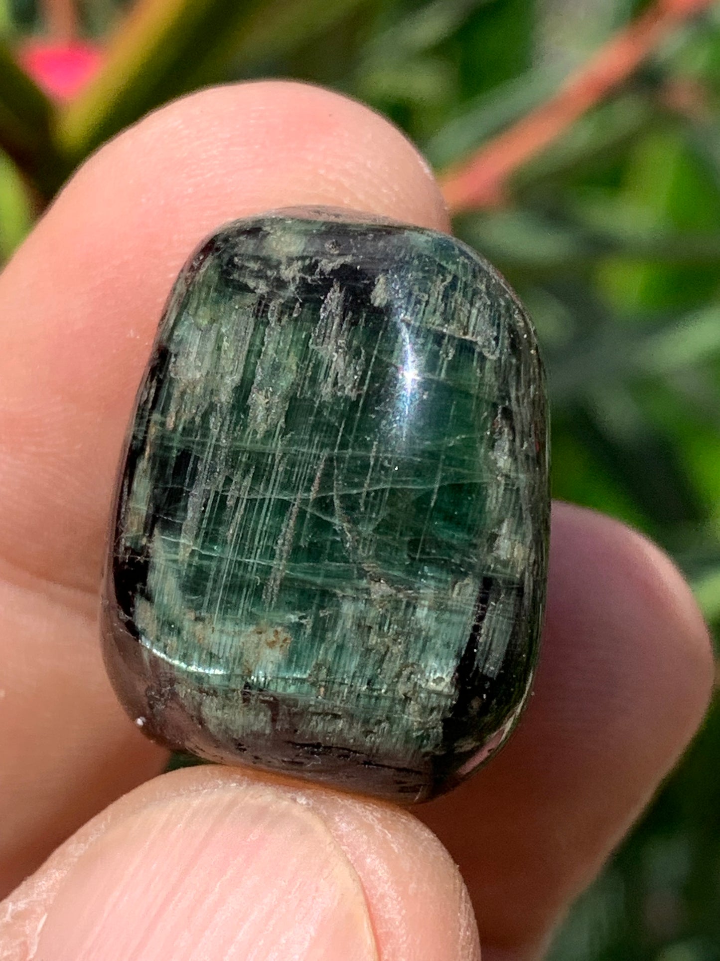 Tourmaline verte/ Verdélite, pierre roulée de 25 x 23 x 16 mm -17,3 grammes environ. Superbe petite pièce de minéralogie !