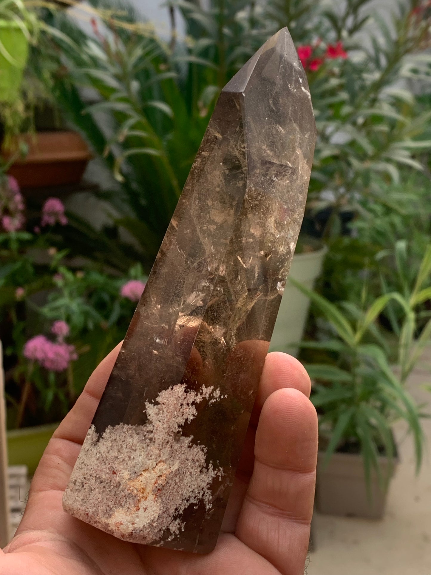 Cristal de roche fumé/ Quartz fumé, pointe laser de 160 x 50 x 44 mm - 446 grammes. Magnifique pièce pour exposition, lithothérapie, collection !