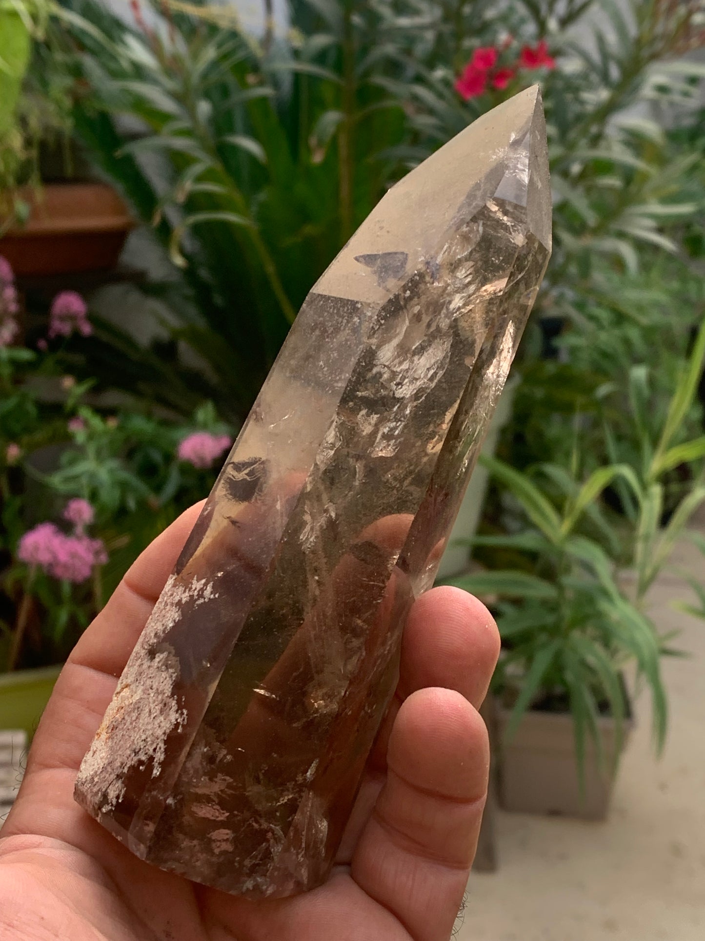 Cristal de roche fumé/ Quartz fumé, pointe laser de 160 x 50 x 44 mm - 446 grammes. Magnifique pièce pour exposition, lithothérapie, collection !