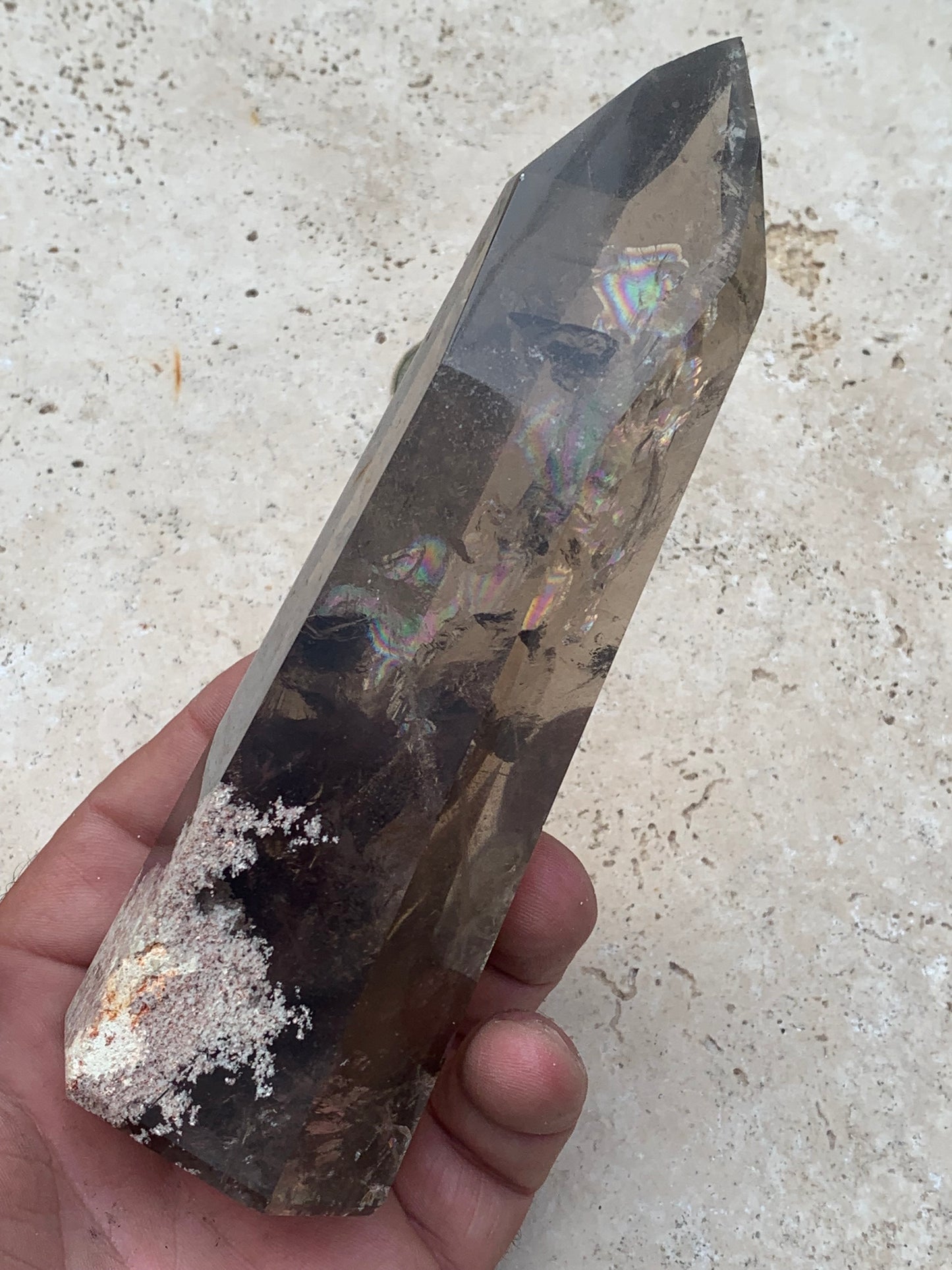 Cristal de roche fumé/ Quartz fumé, pointe laser de 160 x 50 x 44 mm - 446 grammes. Magnifique pièce pour exposition, lithothérapie, collection !
