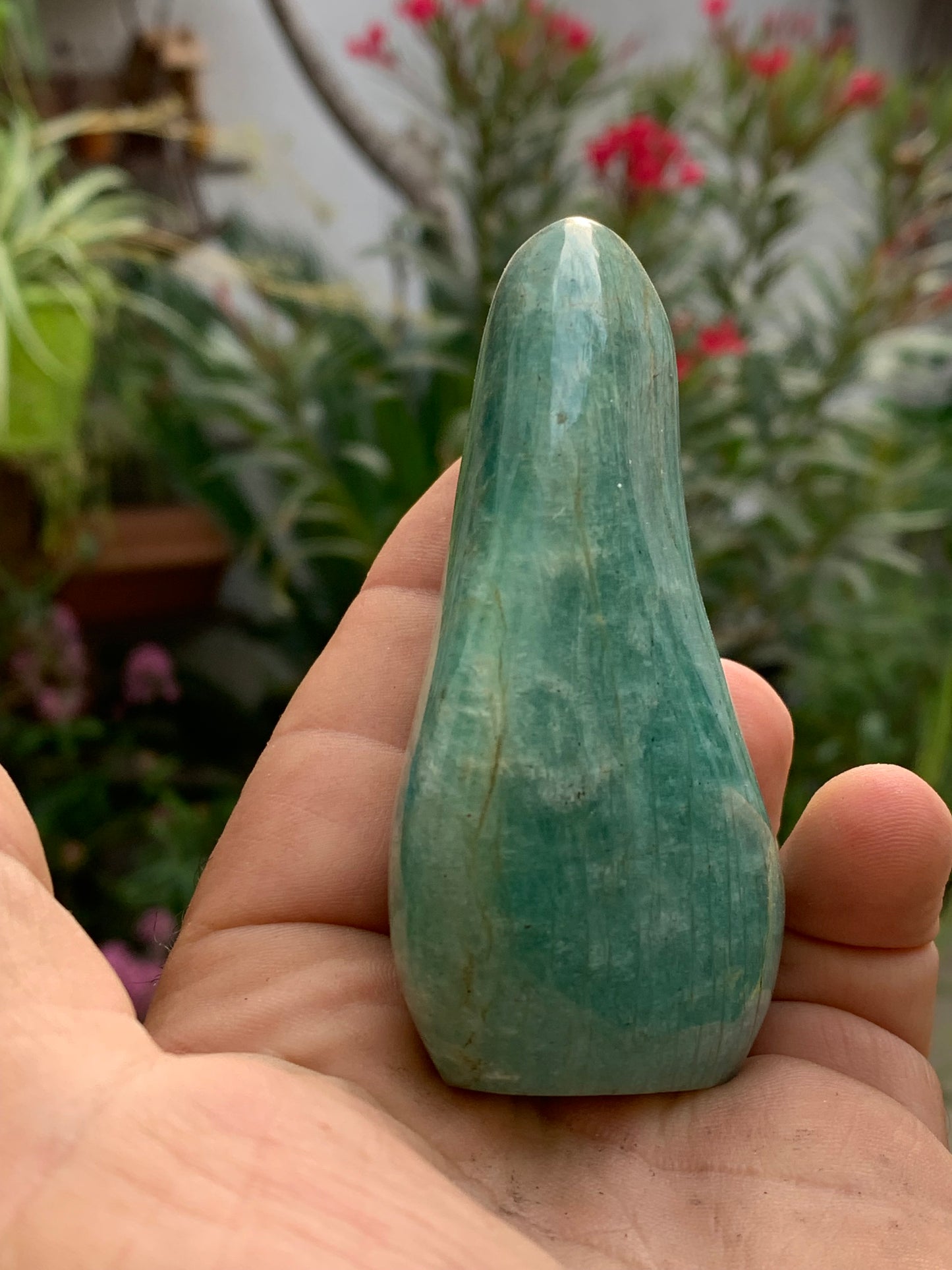 Amazonite, forme libre de 86 mm x 59 x 30 - 193 grammes. Belle qualité, magnifique pièce !
