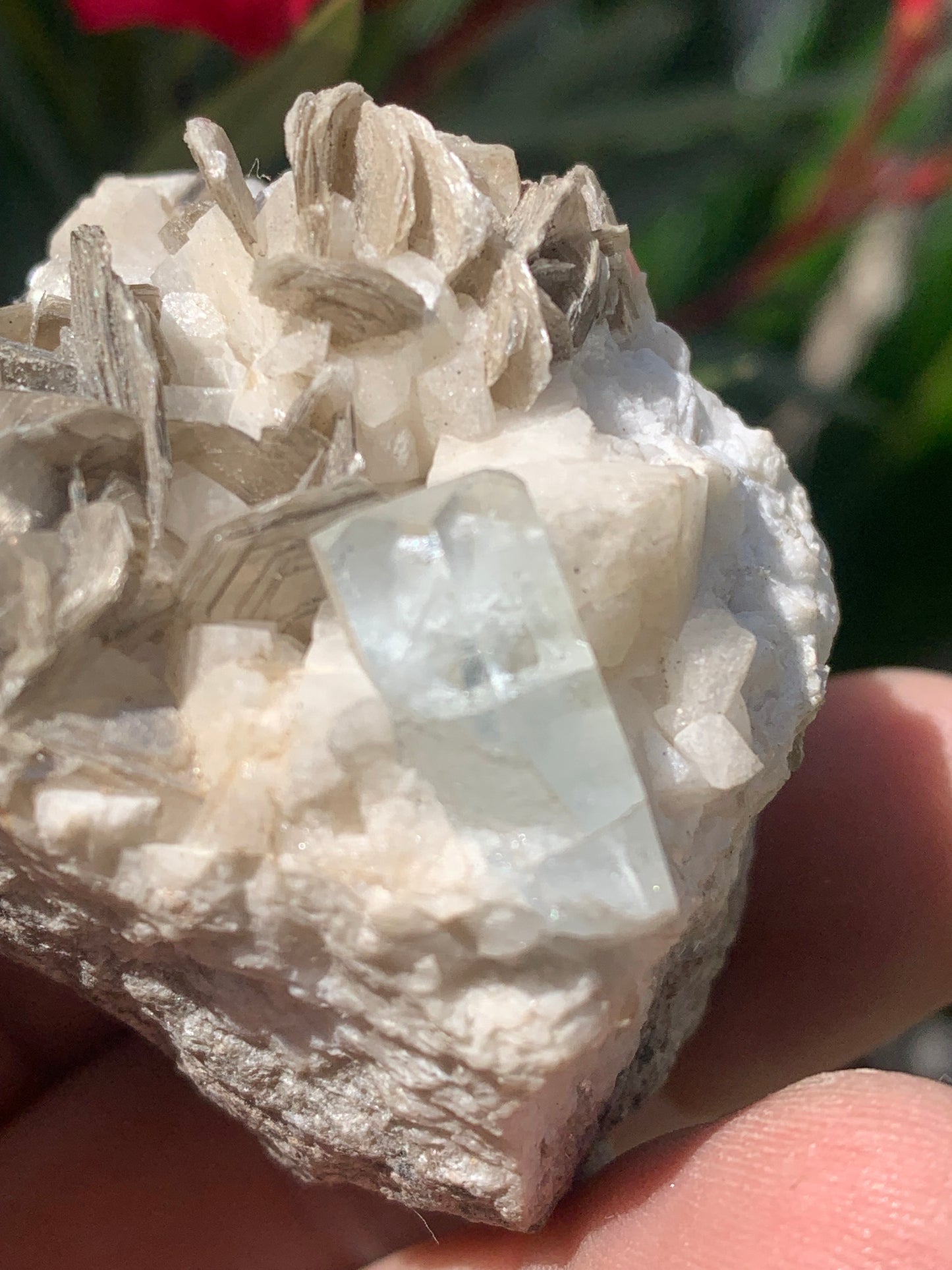 Aigue-marine avec Muscovite, superbe pièce de 54x43x38mm - 120,3 grammes, un magnifique cristal sur gangue !