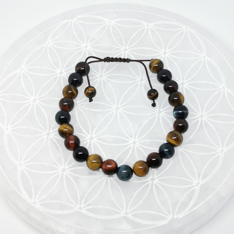 Collection of single-strand mala/sliding bracelets with 8 millimeter beads. Adjustable length from 16.5 to 20 centimeters. Beautiful AA to AAA quality beads!