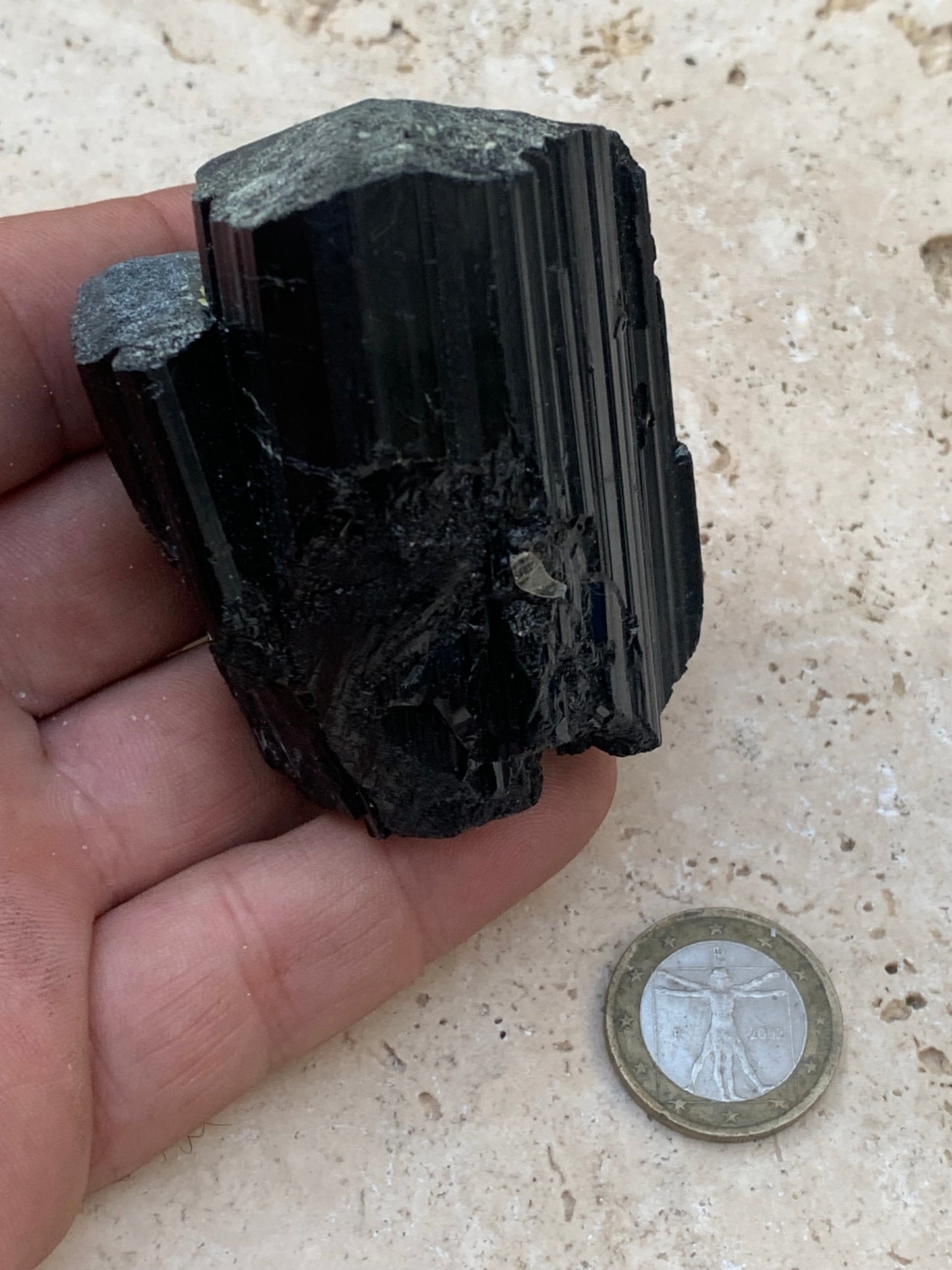 Black tourmaline, natural specimen measuring 65 x 52 x 50 mm - 246.2 grams. A very beautiful tourmaline block!