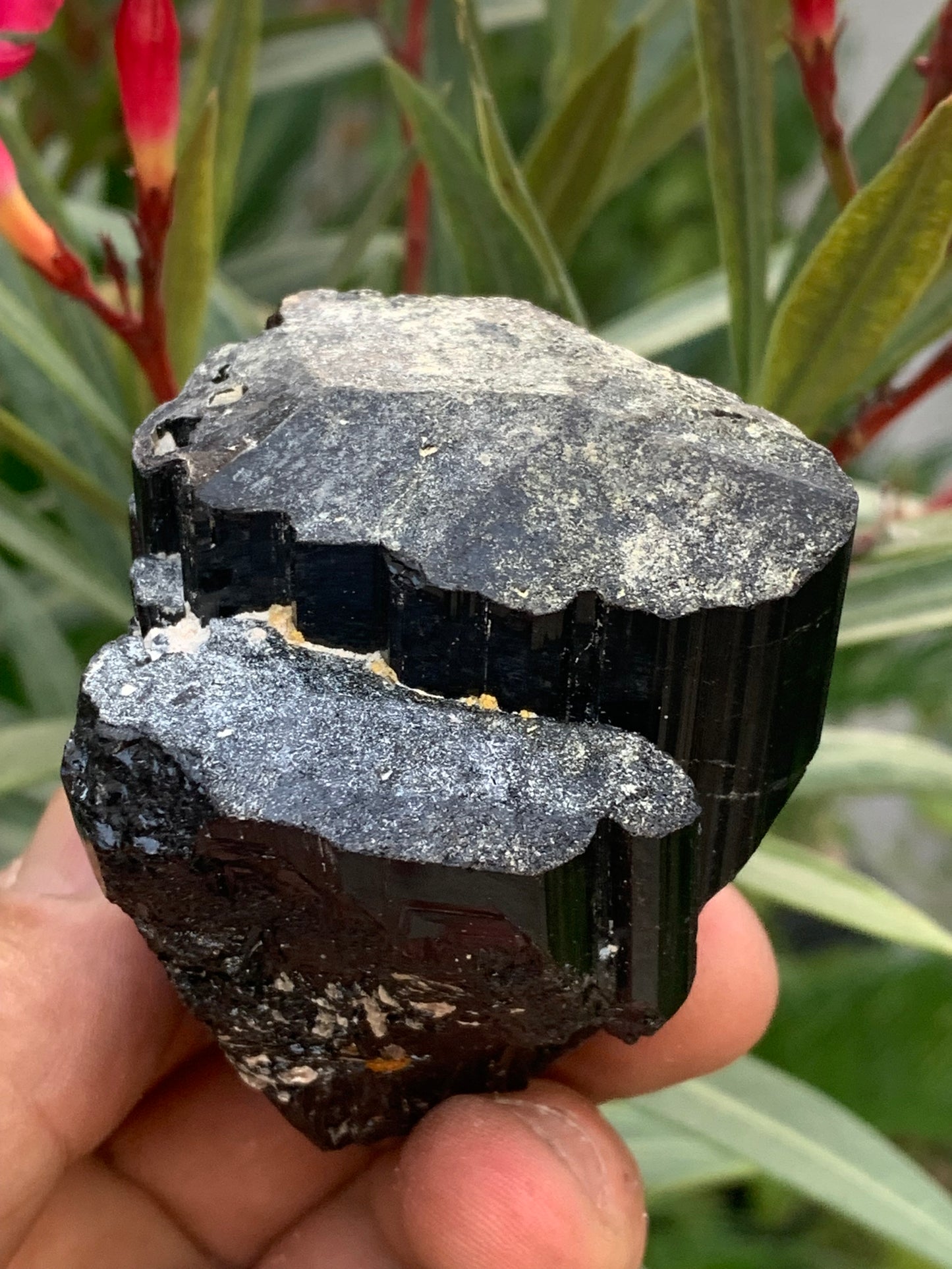 Black tourmaline, natural specimen measuring 65 x 52 x 50 mm - 246.2 grams. A very beautiful tourmaline block!