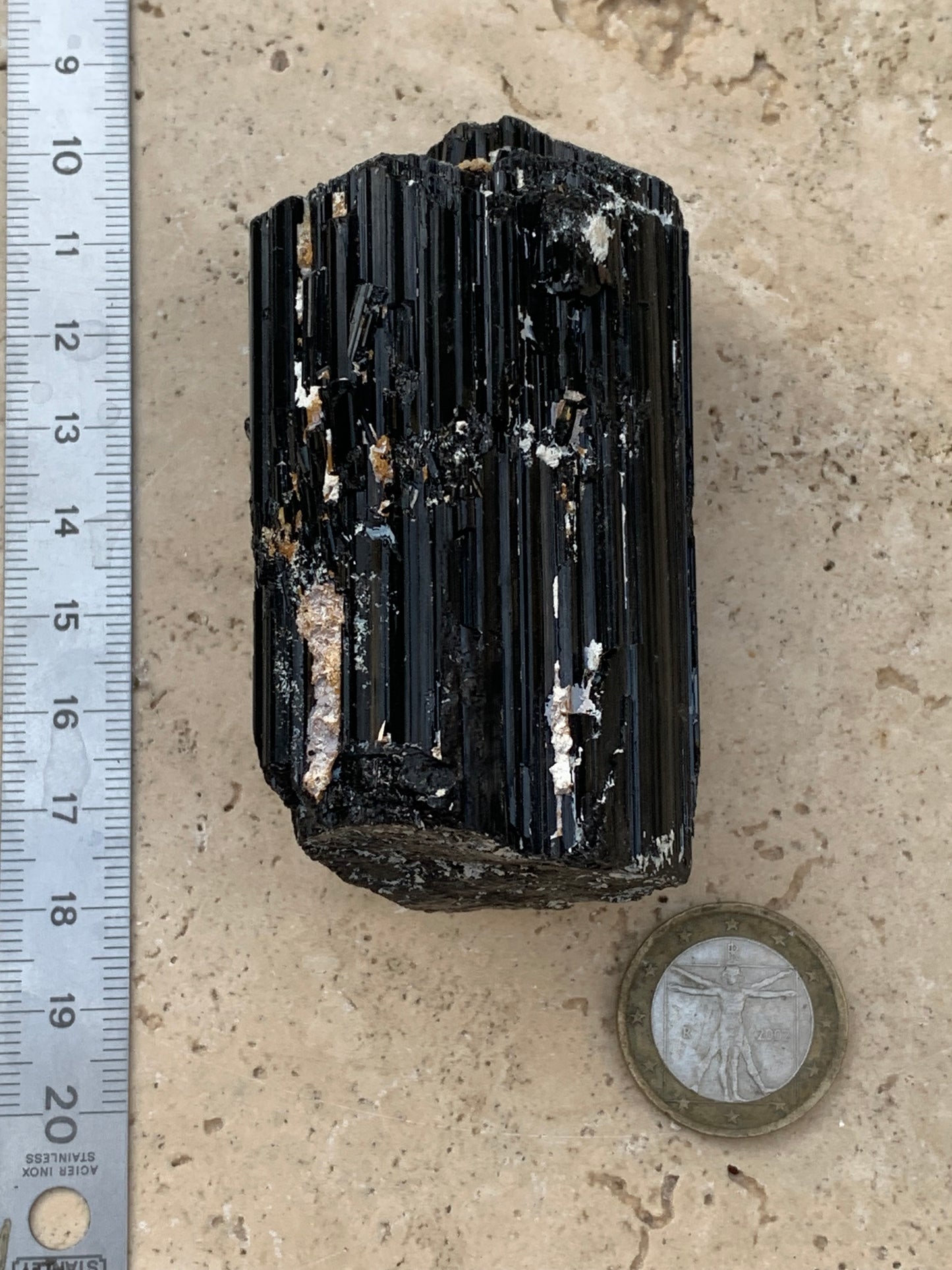 Black tourmaline, natural specimen measuring 65 x 49 x 45 mm - 248.2 grams. A very beautiful tourmaline block!