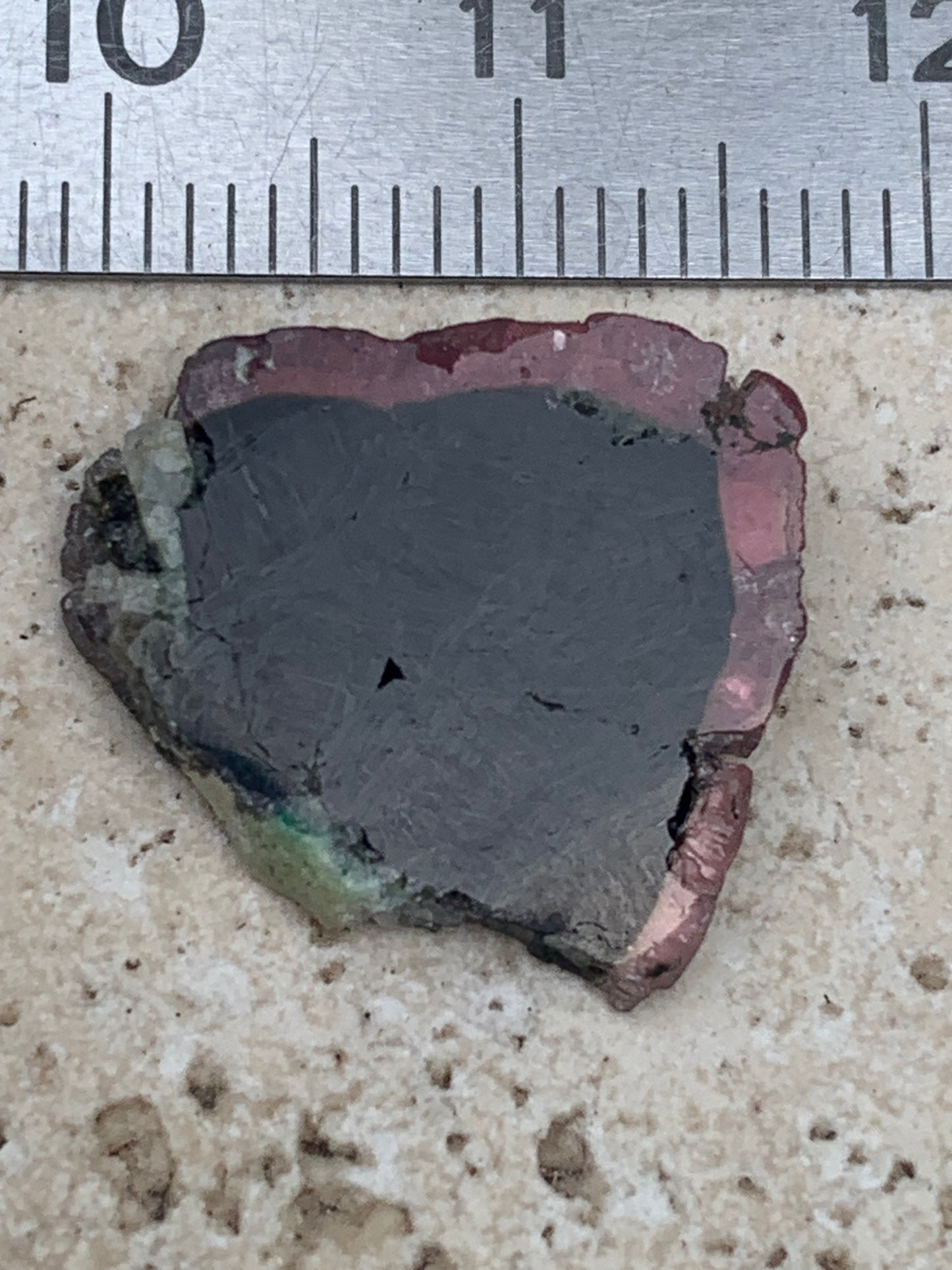 Tourmaline melon d'eau/ pastèque, 18mm x 16 x 4 - 10 carats. Parfait en bijouterie, collection ,exposition...