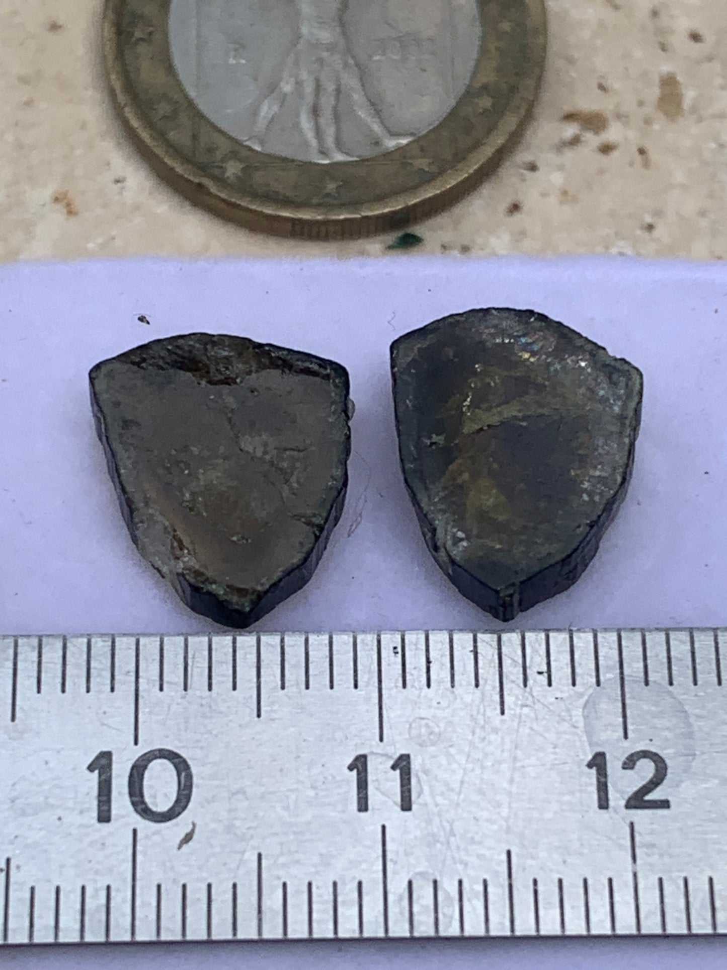 Tourmaline Dravite (brune), vendu par paire, 14mm x 12 x 3 - 10 carats. Parfait en bijouterie, collection ,exposition...