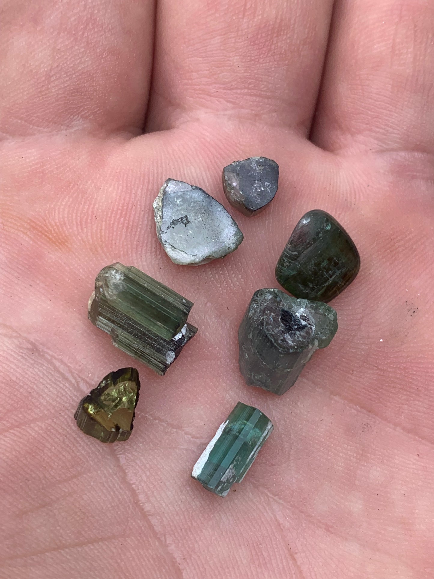 Various tourmalines (Verdelite, Indicolite, Watermelon), lot of 7 pieces from 5 to 10 mm - 4.7 grams.