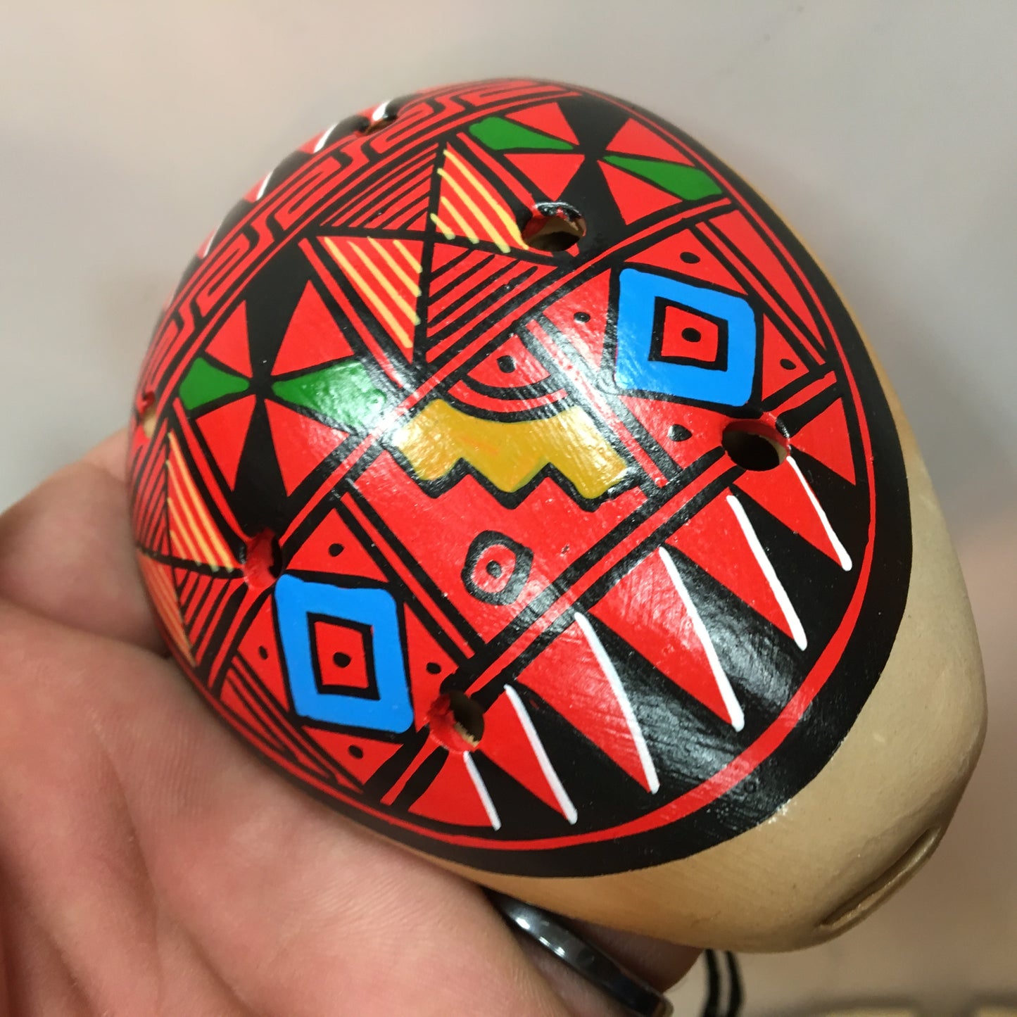 Terracotta ocarina with typical Peruvian designs... 3 models to choose from! Sounds to travel, soft and deep like the earth!