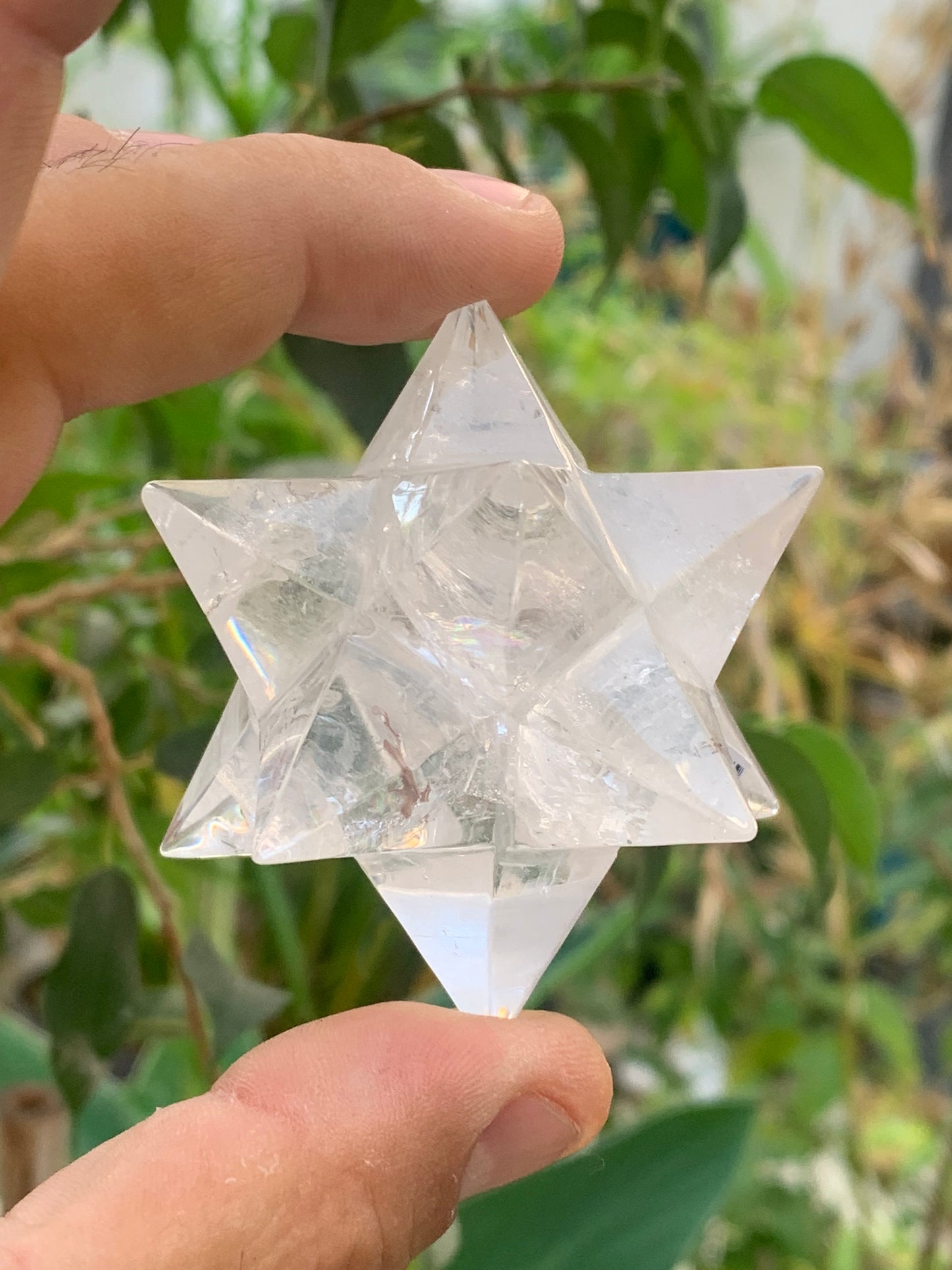 Étoile de Sirius (12 branches) en cristal de roche (quartz). Ø 64mm de diamètre - 122 grammes !