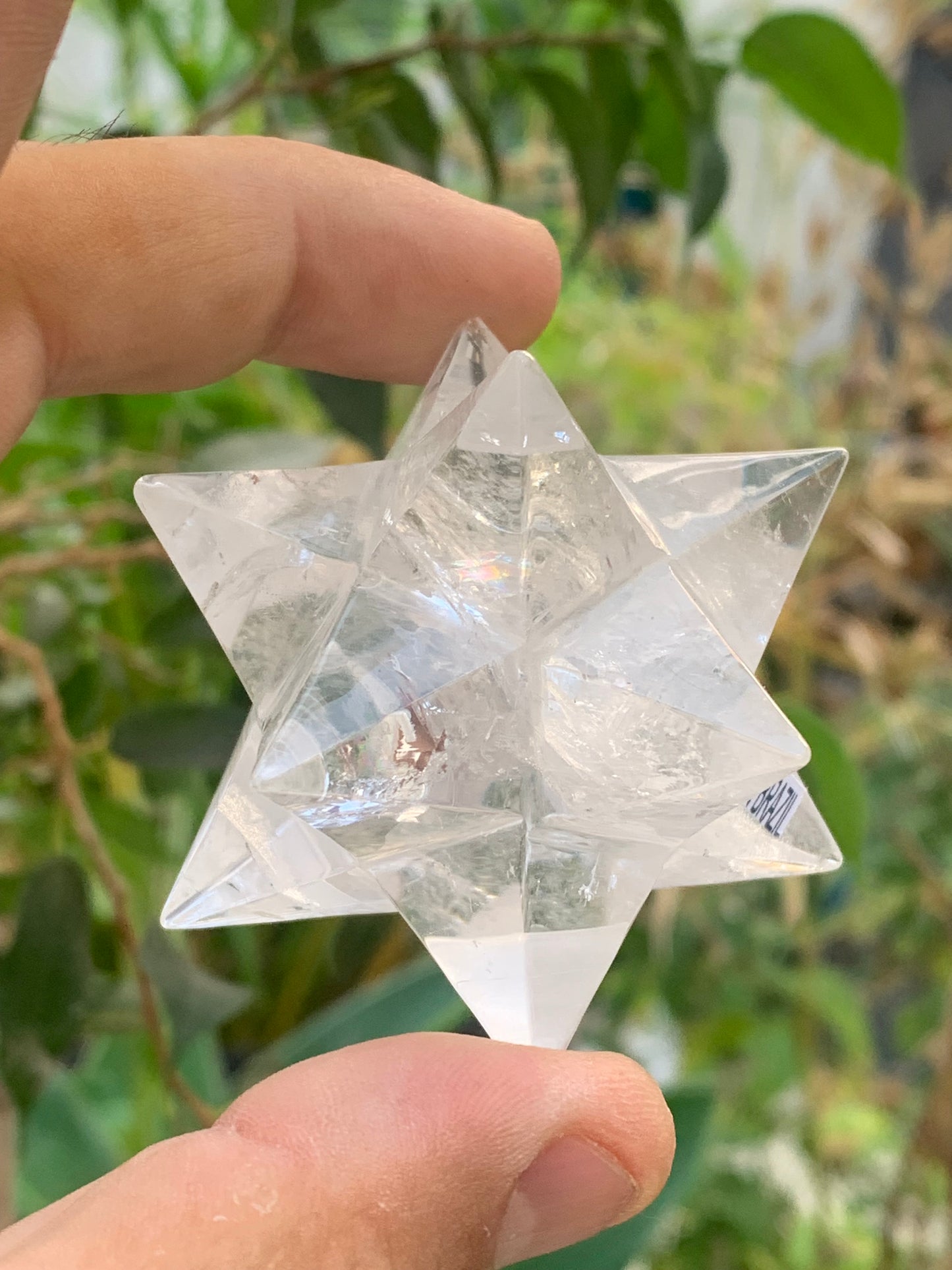 Étoile de Sirius (12 branches) en cristal de roche (quartz). Ø 64mm de diamètre - 122 grammes !