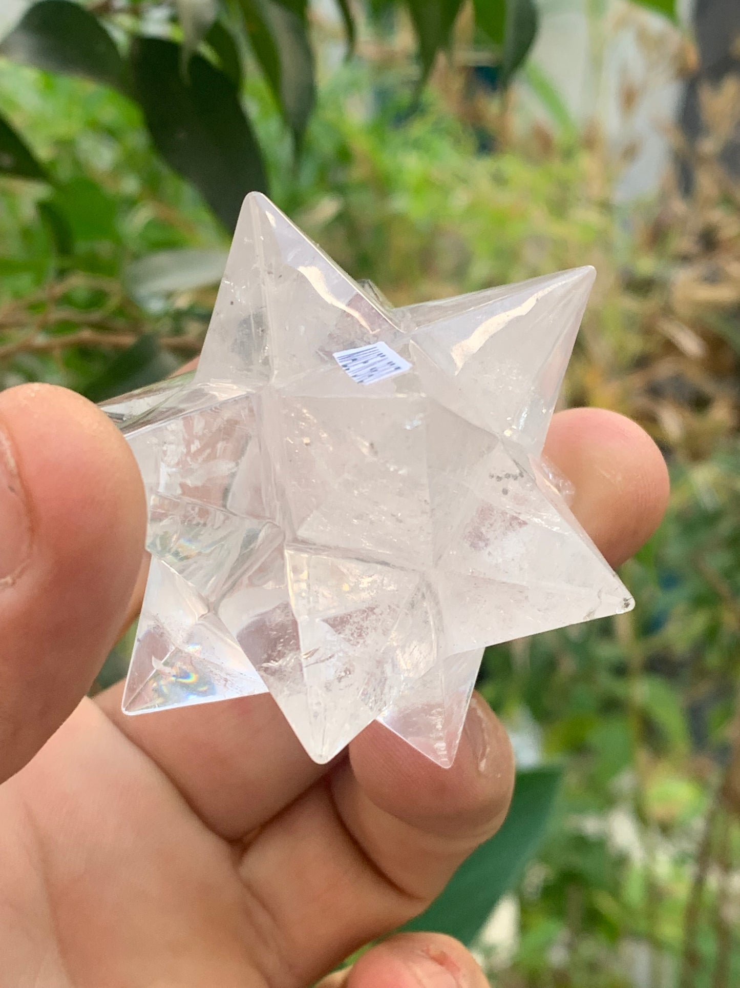 Étoile de Sirius (12 branches) en cristal de roche (quartz). Ø 64mm de diamètre - 122 grammes !
