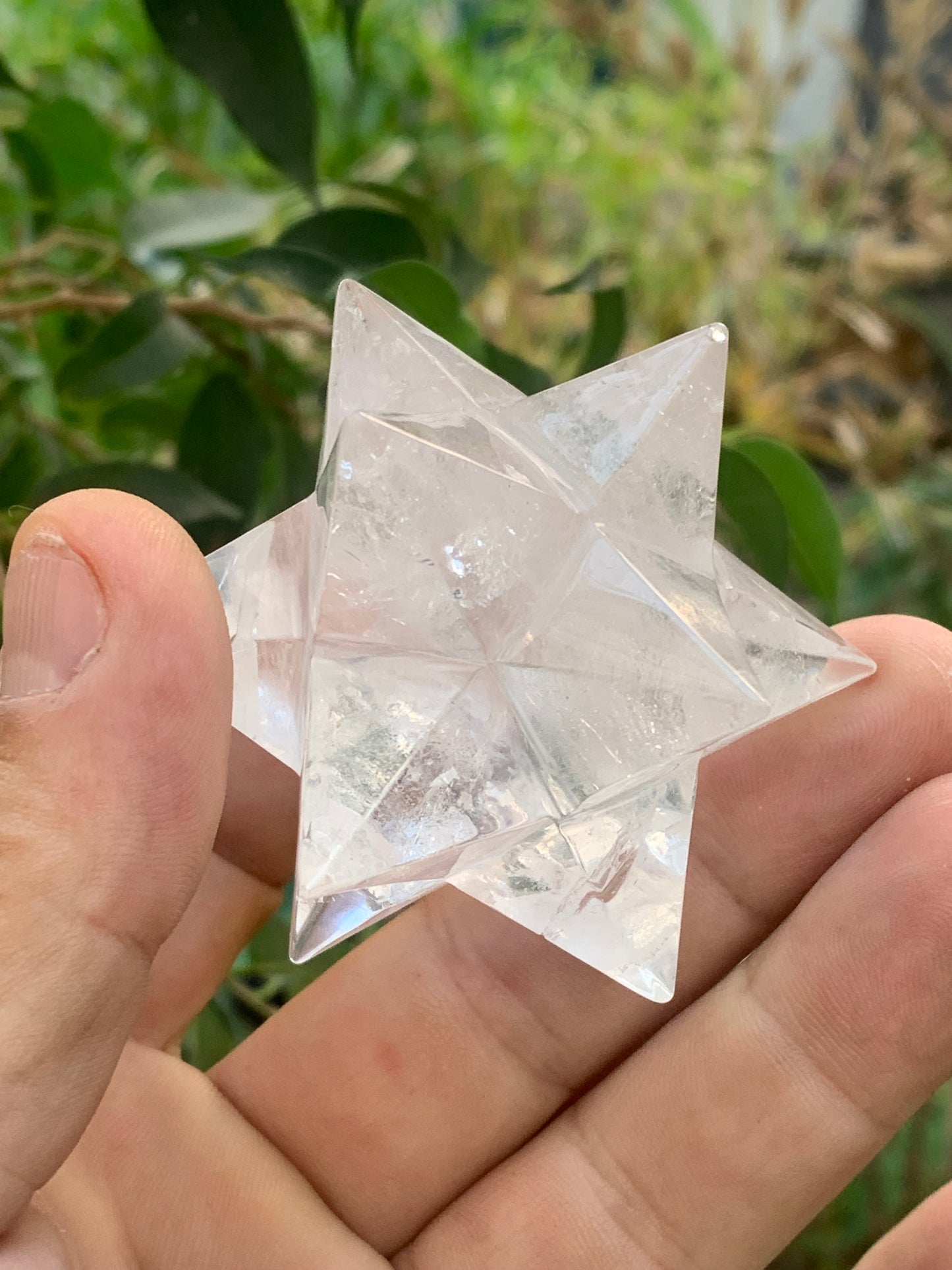 Étoile de Sirius (12 branches) en cristal de roche (quartz). Ø 64mm de diamètre - 122 grammes !