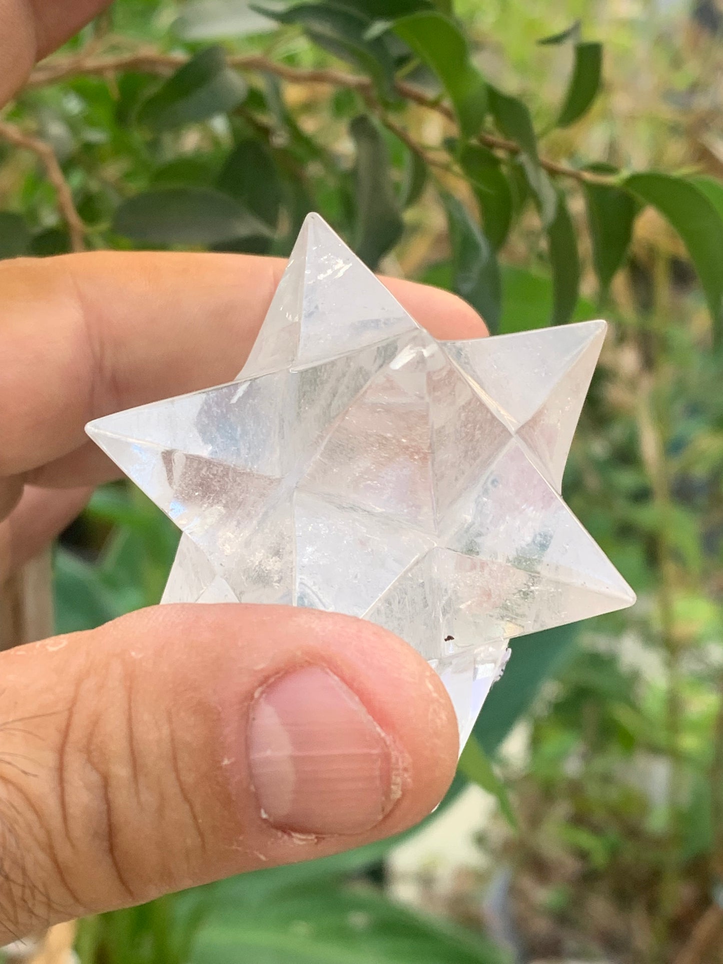 Étoile de Sirius (12 branches) en cristal de roche (quartz). Ø 65mm de diamètre - 121,2 grammes !
