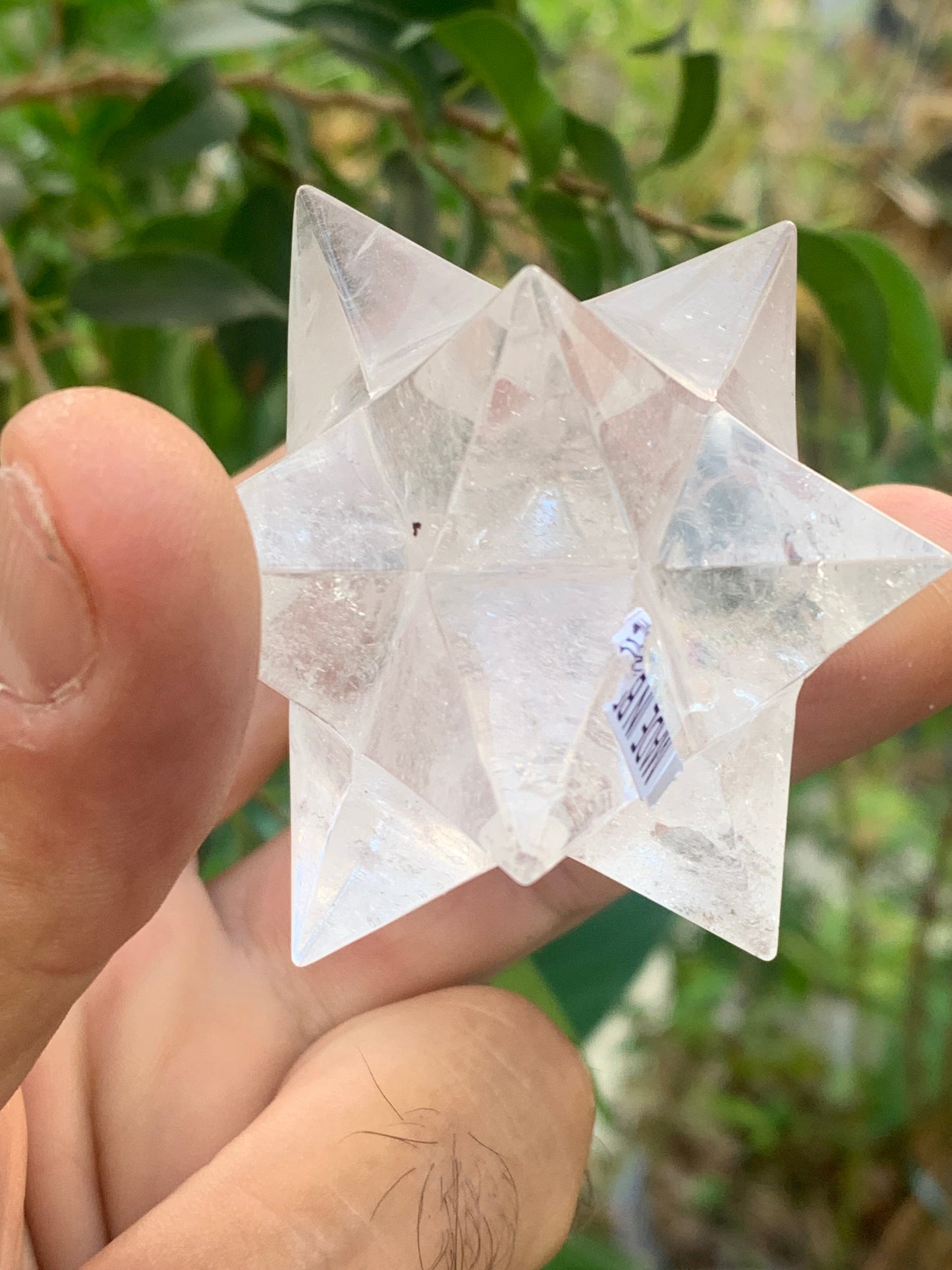Étoile de Sirius (12 branches) en cristal de roche (quartz). Ø 65mm de diamètre - 121,2 grammes !