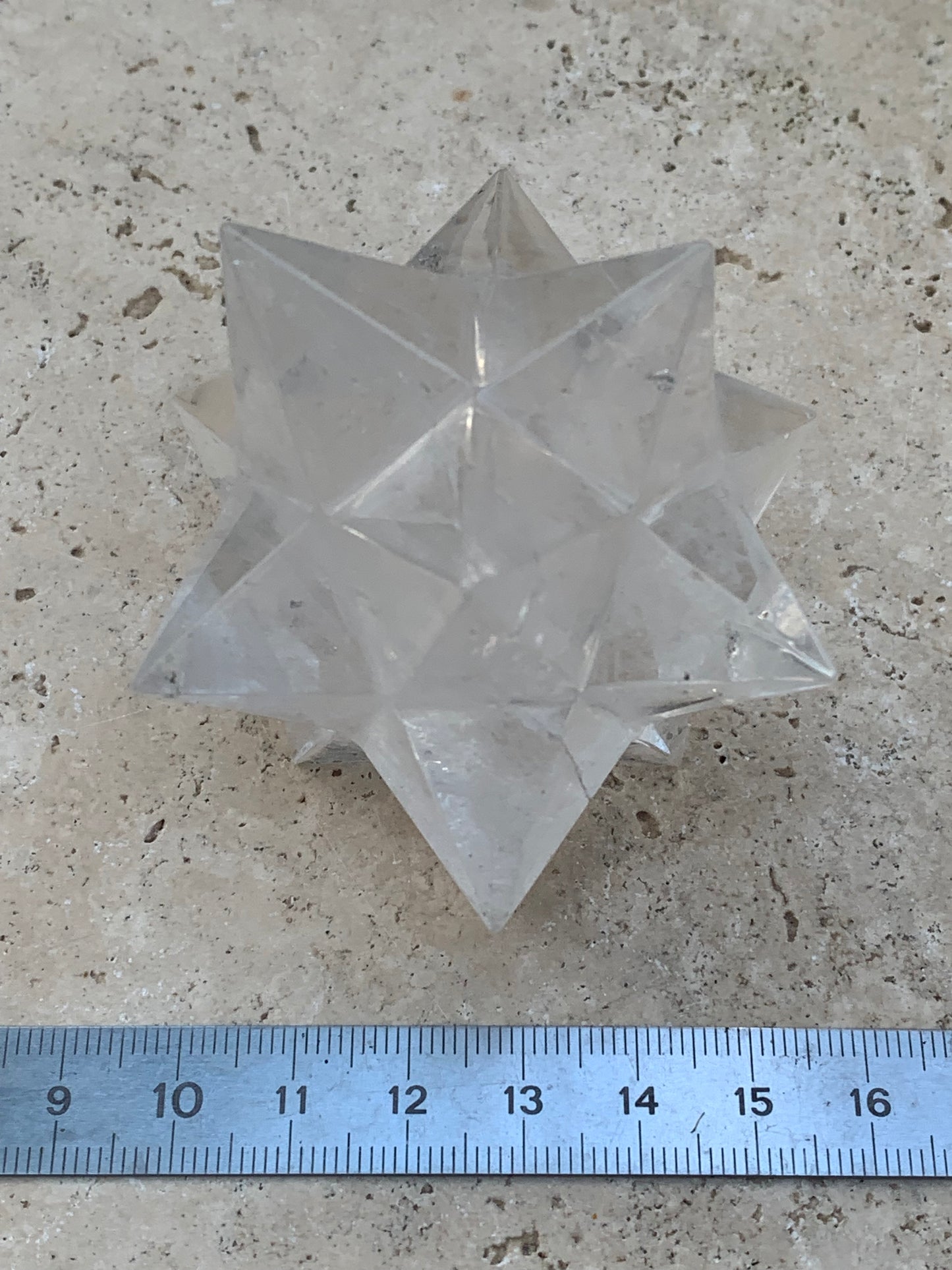 Étoile de Sirius (12 branches) en cristal de roche (quartz). Ø 70mm de diamètre - 149,5 grammes ! (Copie)