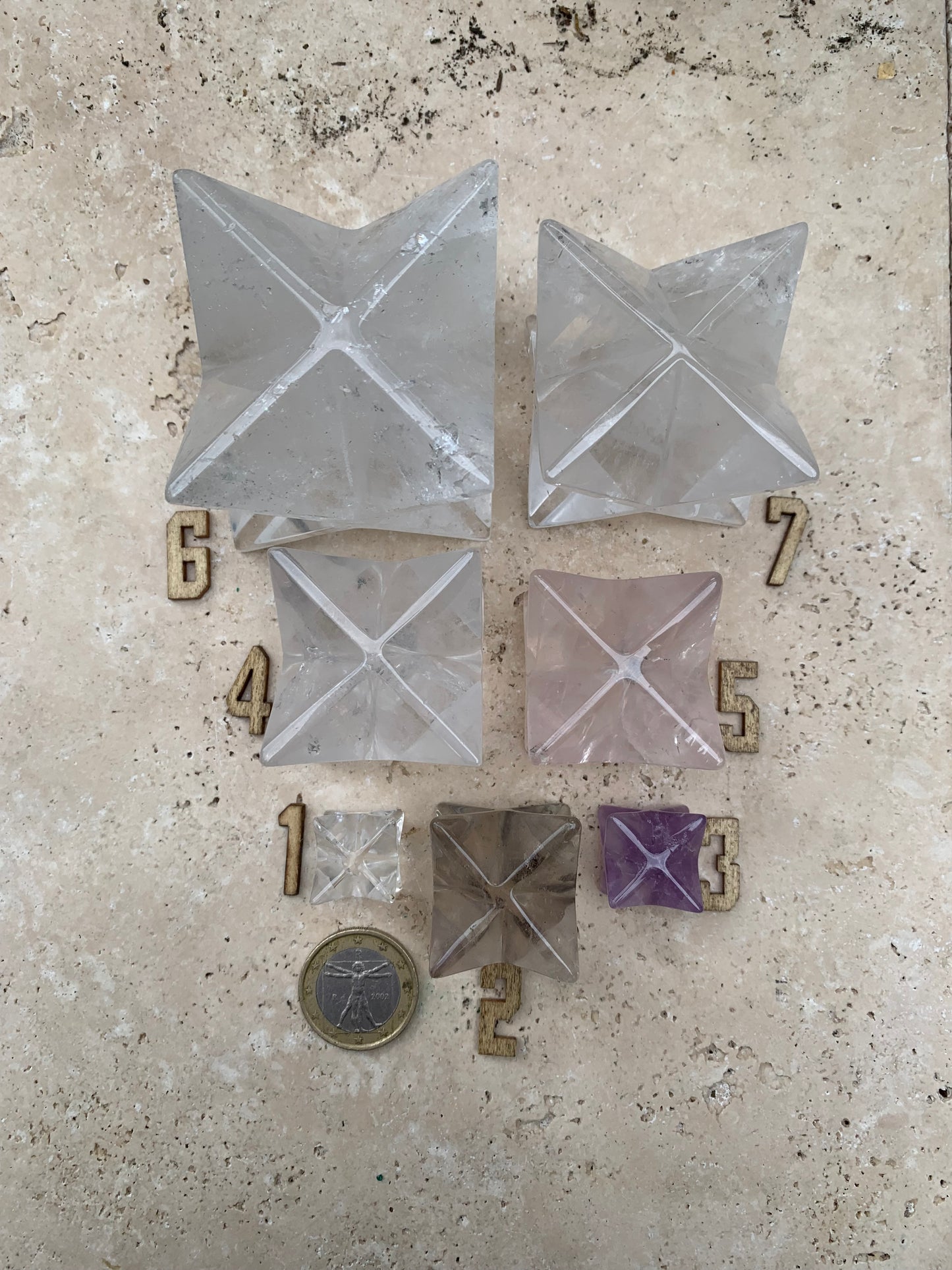 Rock crystal mercabah, 8-pointed star, size S to XL, sold individually. Piece dimensions: approximately 1.5 to 6 cm. Grade A to AAA! Perfect for studying sacred geometry and its applications!
